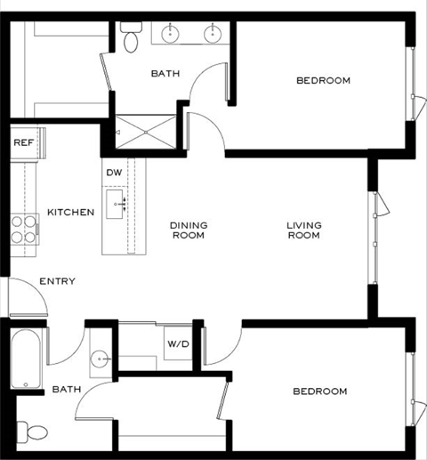 a floor plan of a house with a bedroom and a living room